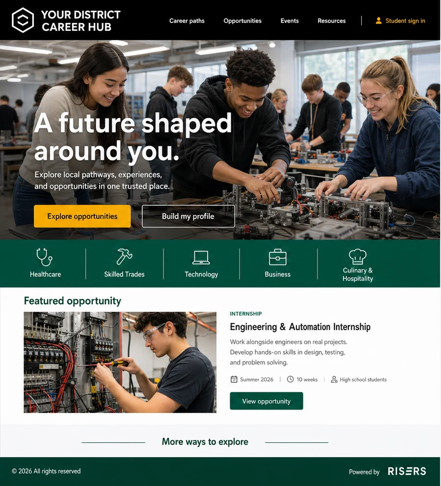 District-neutral student career hub concept