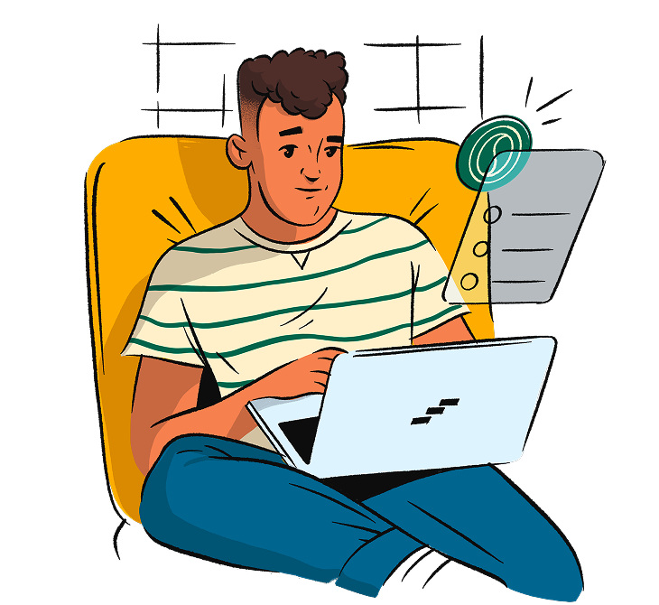 Student creating profile illustration